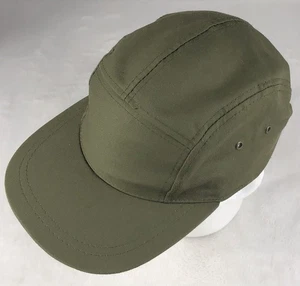 Vintage 5 Panel Hat Strap Back Cap Olive Green Unbranded OSFA Made In USA - Picture 1 of 11
