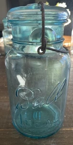 Vtg Ball Blue Ideal Wire Bail Quart Canning Jar Glass Lid   #10 - Picture 1 of 10