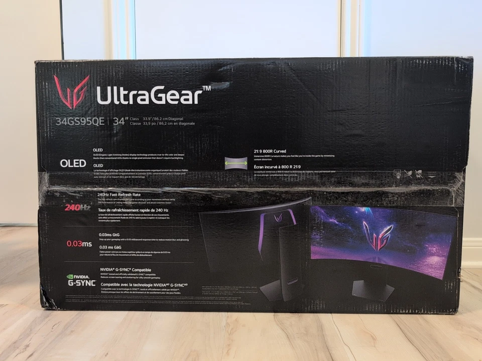 LG UltraGear 34" OLED Curved Monitor. 240Hz 0.03ms FreeSync / Nvidia G-SYNC -NEW - Image 1 of 4