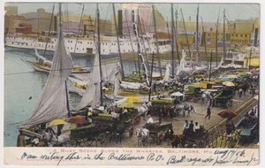 BALTIMORE WHARVES BUSY SCENE POSTED 1906 TO CHRIS JETTER, CAMDEN NEW JERSEY - Picture 1 of 2