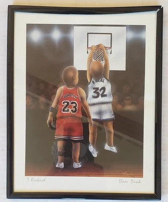 Impresión de arte de pared artista T. Richard "Slam Dunk" bebé niño JORDAN & O'NEAL 8x10 Foto 1 de 4