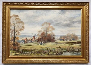 S. J. NOVECIOSO PAISAJE PASTORAL CABALLO ARADO ÓLEO A BORDO, FIRMADO, ENMARCADO. - Imagen 1 de 24