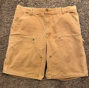 VTG Carhartt Shorts Mens 38 Brown Cargo Double Knees Carpenter B80 BRN USA 90s - Picture 1 of 5