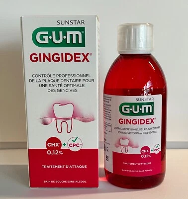 GUM GINGIDEX .12% CHG EXTRA STRENGTH MOUTHWASH PROFESSIONAL PLAQUE CONTROL 300ml - Image 1 of 2