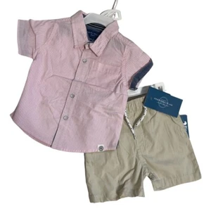 NEU PERRY ELLIS Jungen 2-teiliges Set kurzes Button-Down-Hemd Kleinkind 18M - Bild 1 von 3