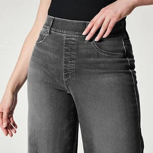 Ladies Stretch Elastic Waist Pants Wide Leg Jeans Denim Trousers XS-4XL - Picture 1 of 30