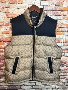 Coach Signature Down Vest Duck Down Khaki/Black Puffer Men’s Size XL - Picture 1 of 6