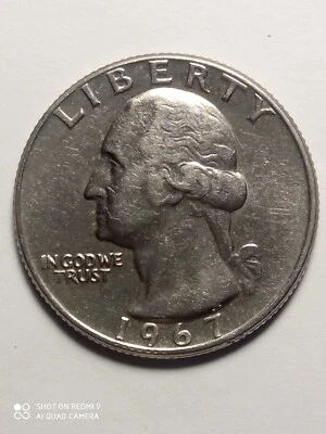 CUARTO DOLAR 1967 SIN CECA ERROR EXCELENTE - Image 1 of 4