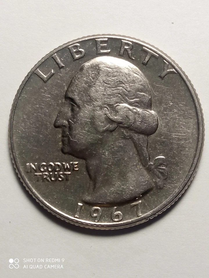 CUARTO DOLAR 1967 SIN CECA ERROR EXCELENTE - Image 1 of 4