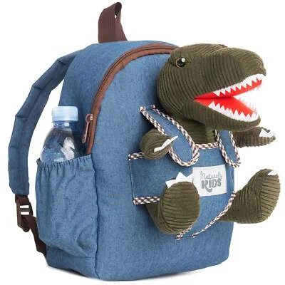 NATURALLY KIDS Toddler Backpack With Toy Green T-Rex Plush Stuffed Animal Naturally Medium KIDS