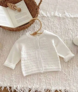 Cárdigan de punto vintage con botones para bebés niñas, suéter de punto vintage, 0-12 meses - Imagen 1 de 4
