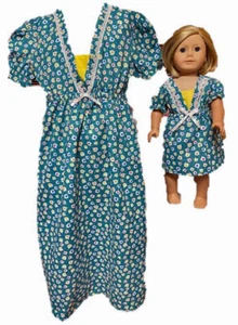 Doll Clothes Superstore Size 5 Green Flower Matching Girl And Doll Nightgowns - Picture 1 of 4