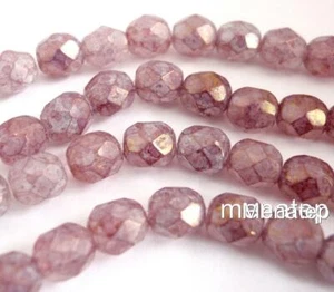 25 6 mm Czech Glass Firepolish Beads: Luster - Stone Pink - Picture 1 of 1