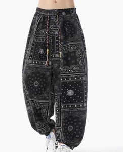 Chinese Style Men's Pants Loose Floral Print Summer Retro Wide Leg trousers	 - Picture 1 of 7