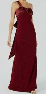 Adrianna Papell Women's One Shoulder Bow Ball Gown Garnet Size 14 - Picture 1 of 2