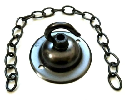 Bronzed brass Ceiling Rose dome Hook and chain various lengths for ceiling light - Image 1 of 4