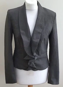 Women's Grey Check H&M Jacket Size 8 Polyester Mix - Picture 1 of 6