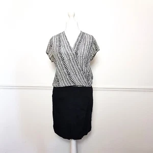 Gerard Darel Size FR 38 UK 10 Black and White Zebra Silk and Linen Dress - Picture 1 of 6