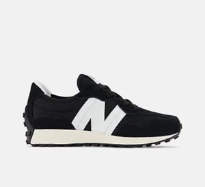(GS) New Balance 327 'Black White' GS327GS NWB black with white logo fits WNS SZ - Picture 1 of 15