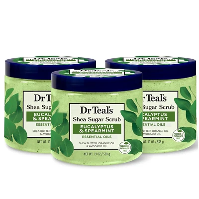 Dr Teal's Shea Sugar Scrub, Eucalyptus & Spearmint, 19 Oz (Pack of 3) - Image 1 of 4