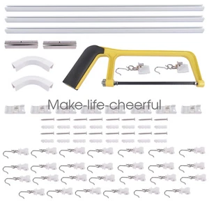 Room Divider Ceiling Track set for Curtains with Hooks 6ft-9ft Track Set White - Picture 1 of 12