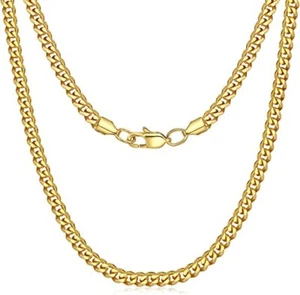 🔥18" Mens Chain Stainless Steel Cuban Link Chain Necklace, 18K gold plated🔥 - Picture 1 of 6