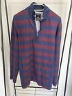 Mens Joules Mariners Grade Jersey Striped Red Blue Quater Zip Size M