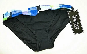 2 BAMBOO Mujer Traje de Baño Bikini Parte Inferior Abstracto Multicolor Negro Talla S Nuevo con Etiquetas  - Imagen 1 de 5