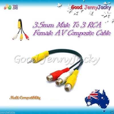3.5mm To 3 RCA Female AV Composite Cable Multi-Compatibility OMTP for WD TV Live - Image 1 of 2