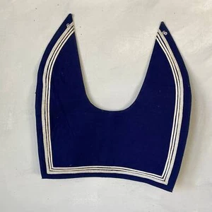 Collar de marinero francés vintage o babera azul con rayas blancas borde antiguo Nava - Imagen 1 de 4