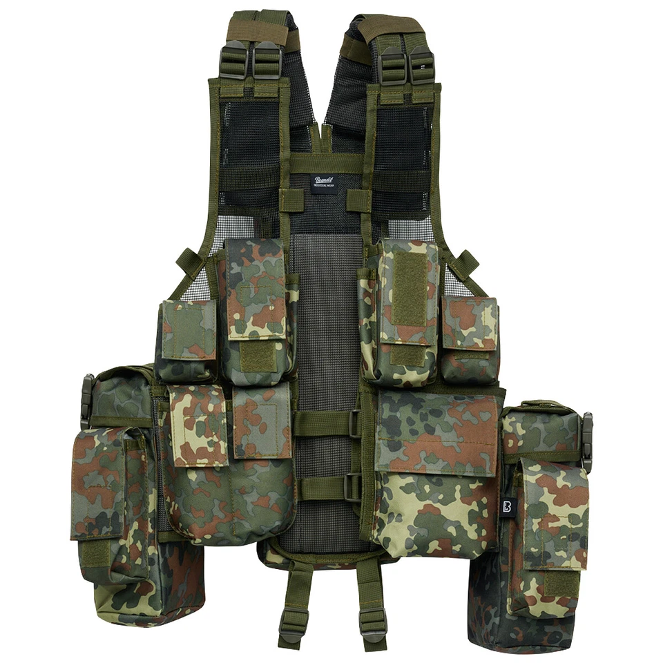 Brandit Chaleco Táctico Funda Portadora MOLLE Militar Ejército Combate Flecktarn Camuflaje Foto 1 de 1