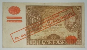 Poland German Occupation 1939 ND 100 Złotych Zlotys Overprint Banknote - Picture 1 of 4