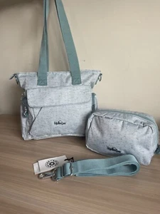 Kipling Mean a Premium Tote Bag & Purse In Dotted Soul Teal New Tags Monkey - Picture 1 of 8