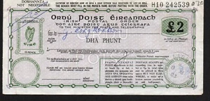 IRELAND-IRISH POSTAL ORDER 1983 2 POUNDS - Picture 1 of 2