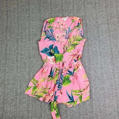 Mameluco Billabong Solsticio de Verano Para Mujer Pequeño Rosa Viscosa Cuello en V Cinturón de Corbata Foto 1 de 4