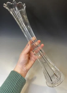 LARGE 16" Antique EAPG c. 1911 Swung Glass Vase Paneled Thistle Delta Higbee - Picture 1 of 11