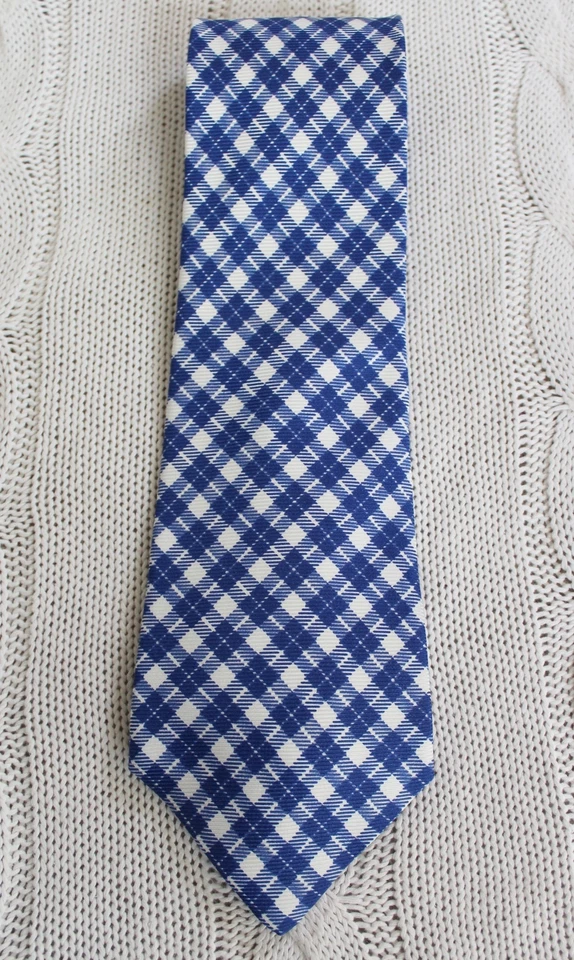 Corbata FENDI Cravatte azul real y blanco a cuadros de guinga Foto 1 de 4