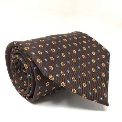 Brooks Brothers Makers Wide Tie Brown Floral 100% Silk Italian Silk Made USA - Image 1 of 4