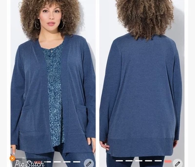 Ulla Popken Sudadera Manga Larga Forma Abierta Cárdigan Azul Talla 28/30 Nuevo Con Etiquetas Foto 1 de 4