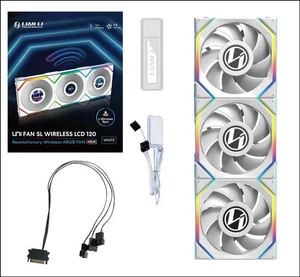 Lian Li UNI Fan SL Wireless LCD 120 Triple Pack 12TLLCD1W3W White - Picture 1 of 5