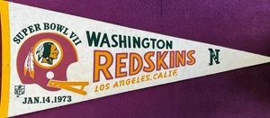 RARA BANDIERA GAGLIARDETTO VINTAGE WASHINGTON REDSKINS SUPER BOWL VII 14 GENNAIO 1973 - Foto 1 di 4