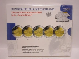 Juego de monedas - 2 € juego de monedas conmemorativas 2007 ADFGJ "Schloss Schwerin" PP en bl.  GS8277 - Imagen 1 de 2
