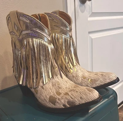 Old Gringo Mechados 女式米色和金色靴子 8.5 码 — 第 1/4 张图片