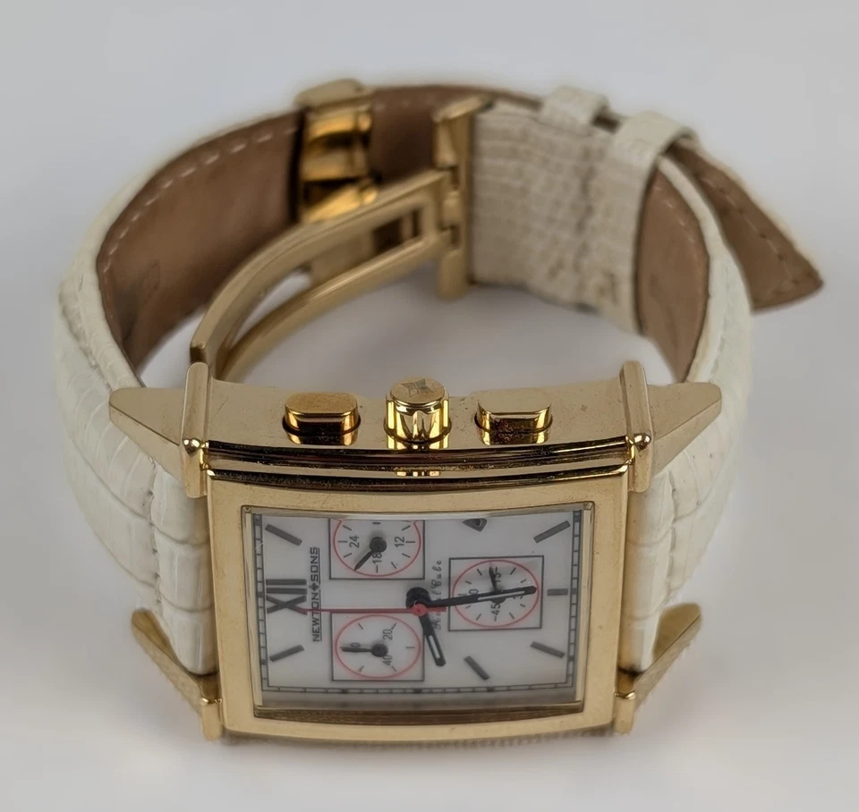 Vintage Newton & Sons Quartz Ladies Watch Gold Tone, Roman Numerals Leather Band - Image 1 of 4