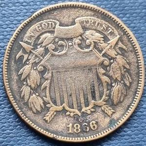 1866 Two Cent Piece 2c Better Grade Details #94293 - Picture 1 of 2