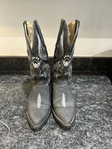 Vintage El General 1901 Men’s Exotic Stingray Black Cowboy Western Boots Size 7 - Picture 1 of 11