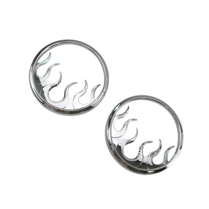 Chrome Motorcycle Flame Speaker Grill Accent Trim Covers for Harley - Foto 1 di 3