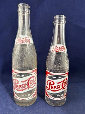 Botellas de Pepsi-Cola brillantes 12 fl. Oz. y 8 Fl. oz. Par Foto 1 de 4