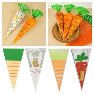 100PCS Cartoon Carrot Gift Bag Triangle Packaging Pouch Biscuit Snacks Sugars - Picture 1 of 12
