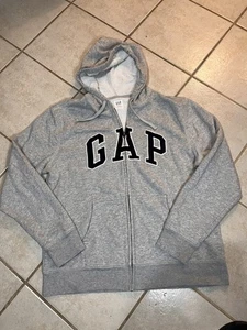 Sudadera con Capucha GAP Fleece Logo Cremallera Gris Claro/Negro L - Imagen 1 de 7